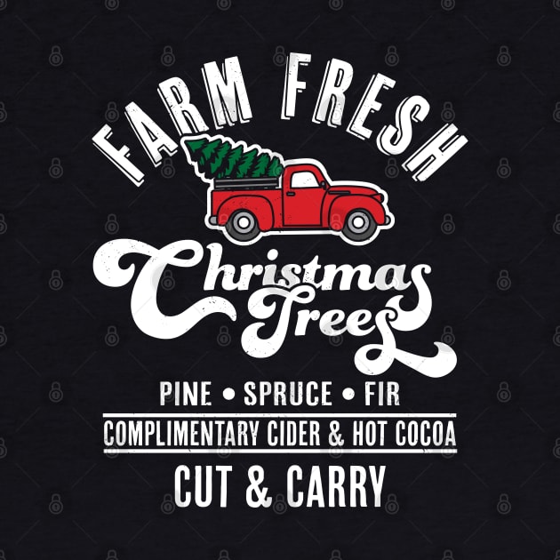 Farm Fresh Christmas Trees - Red Truck Christmas Tree Xmas by OrangeMonkeyArt